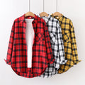 Fresh Flannel Plaid Shirt Women 2026 New Female Blouses and Tops Cotton Loose Long Sleeve Casual Shirts Fine Women's Clothes