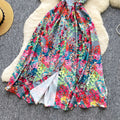 SINGREINY Lemon Print Beach Midi Dress Summer Women Spaghetti Strap A line Backless Split Korean Bohemian Floral Sundress