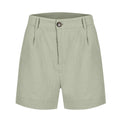 Cotton Linen Solid Shorts For Women Button High Waist Summer Loose Casual Pockets Shorts Female Pants Women Clothing