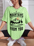 Spring Woman Cotton T-Shirts Mountains Setting Sun Printed Short Sleeve Tees Fashion Female Clothes Comfortable Soft Street Tops