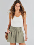 Women's Shorts Breathable Drawstring Elastic Waist Lightweight Solid Color Casual Business Style Fashion Linen Shorts