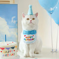 Cat Birthday Party Hat and Bib with Adjustable Bandana Pet Birthday Sweet Outfit Scarf Cats Puppy Dress Up Supplies