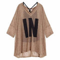 Women Half Sleeve Loose T-Shirts V-Neck Summer Causal Letter Print Crops Tops Pullovers Tees Streetwear Y2K 2pcs T Shirt+Tank