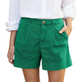 Cotton Linen Solid Shorts For Women Button High Waist Summer Loose Casual Pockets Shorts Female Pants Women Clothing