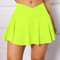 CHRLEISURE Crossover Tennis Skirt for Women Pleated Skirt with Pockets Elastic Golf Skorts Athletic Sports Shorts Activewear