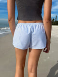 Casual Striped Shorts Women y2k Clothing Drawstring Elastic Waist Loose Fit Wide Leg Bottoms 2000s Aesthetic Streetwear