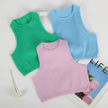 Women Casual Basic Sleeveless Rib-Knit Crop Tank Top Summer Casual Skinny Vest Solid Color Round Neck Camisole