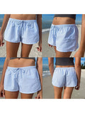 Casual Striped Shorts Women y2k Clothing Drawstring Elastic Waist Loose Fit Wide Leg Bottoms 2000s Aesthetic Streetwear