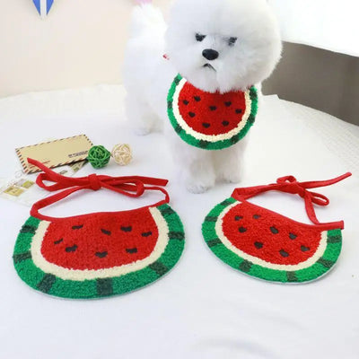 Pet Saliva Towel  Dog Cat Collar Bib Puppy Cartoon Watermelon Scarf Pet Dress Up Accessories