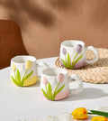 Tulip Ceramic Mug with Lid & Spoon 400ml Coffee Tea Cup, Valentine's Day/Teachers Day Gifts for Couples, Women, Home Office Use