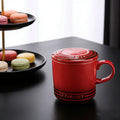 High-value stoneware mug with lid, multi-color optional, non-slip bottom, household coffee cup water cup