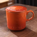 High-value stoneware mug with lid, multi-color optional, non-slip bottom, household coffee cup water cup
