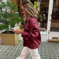 Zekye Spring Summer Women Jackets Fashion Lapel Zipper Long Sleeve Female Coats Lady Street Outwear Burgundy Leather Jacket