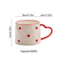 Cute INS style Ceramic Mug Creative Hand-Painted Love Heart Coffee Cup Couples Cup Breakfast Milk tea Mug Valentine's Day Gift