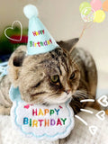 Cat Dog Birthday Bib and Party Hat Mini Doggy Cat Adjustable Bandana Scarf Pet Birthday Outfit Puppy Supplies