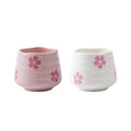 2pcs 160ml/5.4oz cute cherry blossom tea cup, handleless Chinese ceramic tea cup coffee cup, suitable for hot chocolate, milk