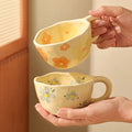 JUSTINLAU 300ml Cute Coffee Mug Ceramics Handmade Irregular Tea Cups Breakfast Milk Cup Home Desktop Cup Creative Tableware Gift