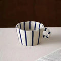 Exquisite Nordic Geometric Striped Ceramic Coffee Mug - Hand-Painted 10.5oz