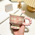 Cute ceramic cup as a holiday gift for girls - water cup with flowers, travel companion cup, coffee cup