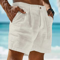 2026 Summer Cotton Linen Shorts for Men Solid Casual Button Pocket Beach Shorts Men's Comfortable Simple Vacation Leiture Pants