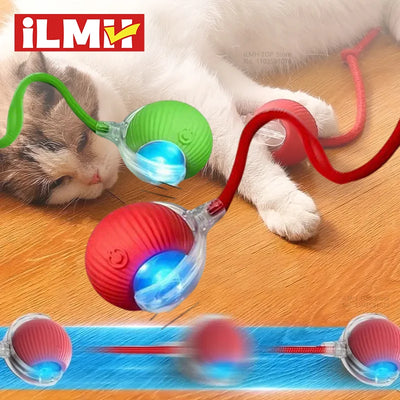 Self-Moving Automatic Cat Teaser Ball with Faux Tail Rechargeable Smart Sensor Cat Toy for Indoor Cats Cat Toys Interactive