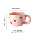 YWDL 1pcs Hand Painted Love Mug Creative Heart  Water Cup Ceramic Milk Mug With Handle Valentine's Day Gift