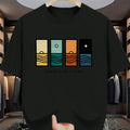 100% Pure Cotton Men's Casual Loose Fashion Letter Pattern Print Breathable Sports Short Sleeved Round Neck T-shirt Top
