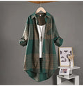 Checkered Shirt Woman Women's Buttoned Shirts Linen Blouses Woman Long Sleeve Shirts for Women Women's Vintage Blouse Elegant