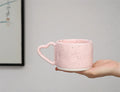 Korean Style ins Ceramics Cup 300ML Pink Love shape handle Coffee Mug Breakfast milk oatmeal cup Water  cup Valentine's Day Gift