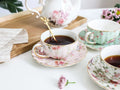 Bone China Coffee Cup Saucer Spoon Set Flower Tea Cups Set European Porcelain Cup and Saucer For Coffee Ceramic Cups Mugs Gift