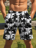 Summer Coconut Tree Pattern Swim Trunks for Men Fashion Beach Vacation 3D Printed Hawaiian Short Pants Loose Breathable Shorts