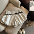 Women High Waist Casual Summer 2025 Elastic Waist Shorts Korean Style Blooming Skirt Pants with Belt