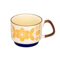 YWDL Japanese Flower Coffee Mug Set Retro Ceramic Milk Oats Mug Office Water Handgrip Cup Kitchen Party Drinkware Set 300ml