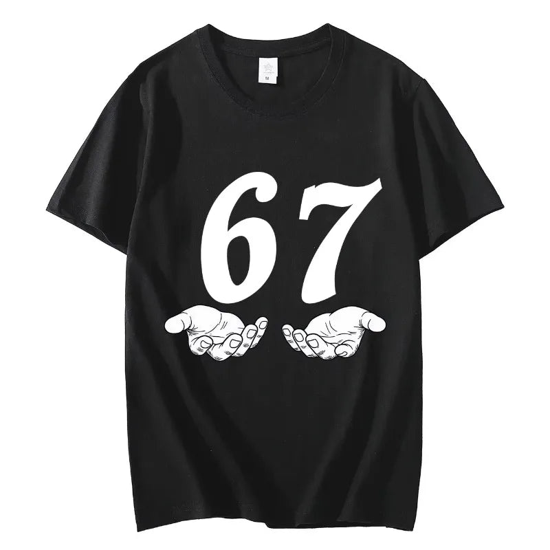 Six Seven 6 7 Meme Funny Hands T-shirt High Street Trend Fashion Short Sleeve T-shirts Men Women Clothing Casual Cotton T Shirts