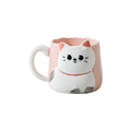 Drinkware 3D Embossed Ceramic Mug Cartoon Hand Painted Milk Mug Cat Pattern 500ml Coffee Cup Home Use