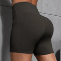 Women Shorts with Pockets Sexy Butt Lifting Fitness Cycling Tights Slim Solid Color High Waist Sports Shorts Casual Fashion Wear