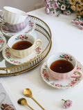 Bone China Coffee Cup Saucer Spoon Set Flower Tea Cups Set European Porcelain Cup and Saucer For Coffee Ceramic Cups Mugs Gift