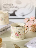 European Light Luxury Floral Mug High Value Retro Home Coffee Cup  Style Gold Afternoon Tea Ceramic Cups