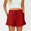 Women Lace Up Shorts Summer Casual Elastic Waist Wide Leg Sweat Fitness Running Short 2024 High Quality Thick Fabric Mini Shorts