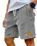 2026 New Mens Corduroy Shorts Retro Embroidered Logo Lace Up Casual Summer European American Fashion Drawstring Beach Pants