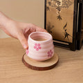 2pcs 160ml/5.4oz cute cherry blossom tea cup, handleless Chinese ceramic tea cup coffee cup, suitable for hot chocolate, milk