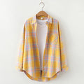 Fresh Flannel Plaid Shirt Women 2026 New Female Blouses and Tops Cotton Loose Long Sleeve Casual Shirts Fine Women's Clothes