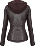 Hooded Leather Jacket Two-Piece Set Removable Large Size Leather Jacket for Women Spring & Fall Outwear for Women Pu Washed Leather