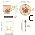 Beautiful ceramic cups with floral patterns, coffee cups, tea sets, water cups. Suitable for family use or afternoon tea.