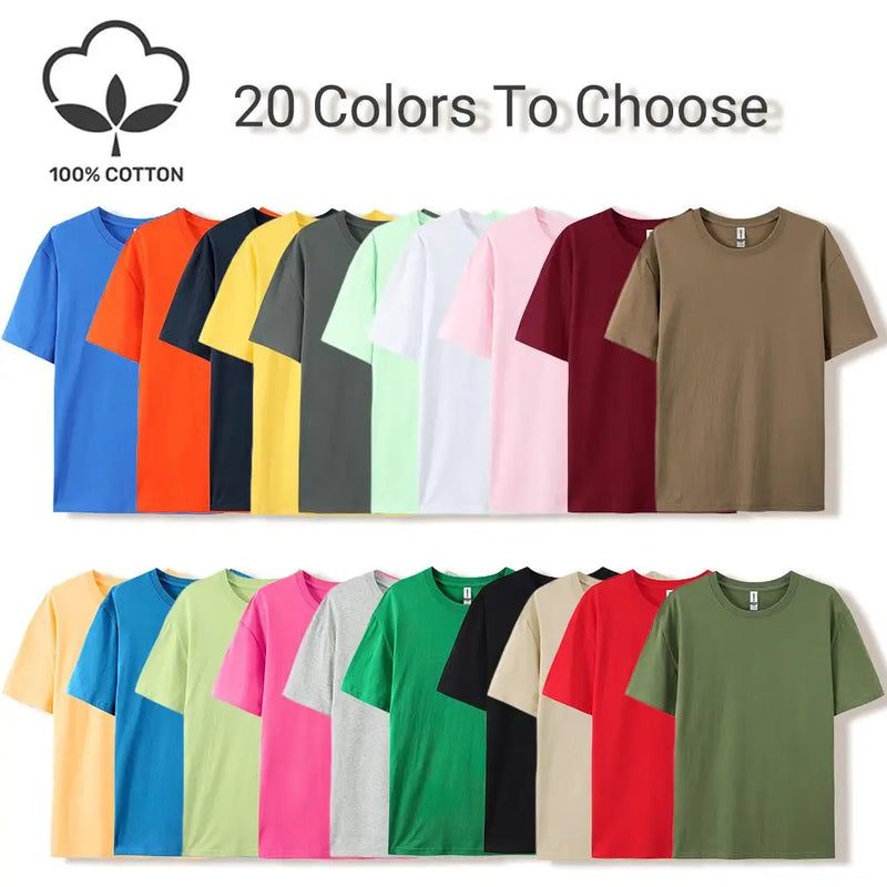20 Colors Solid Color Summer Soft 100% Cotton Womens T-Shirts Y2K Loose Clothes Fashion Tee Tops Street Multicolor Short Sleeve