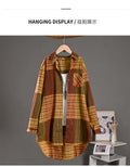 Checkered Shirt Woman Women's Buttoned Shirts Linen Blouses Woman Long Sleeve Shirts for Women Women's Vintage Blouse Elegant