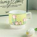 200ml Ceramic Mug Tulip Flower Cup Lovely Maiden Sense Water Cup Couple Style Coffee Cup Kitchen Drinkware Creative Mugs Cute
