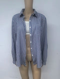 Classic Blue Striped Shirt Women 2026 Spring Streetwear Vintage Long Sleeve Blouses Female Casual Loose Single-Breasted Shirts