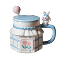 Wholesale 3D Rabbit Relief Mug With Spoon Cover Ceramics & Pottery Coffee Cup Sets Ceramic Cups Thermo Coffee Cup to Carry Mugs