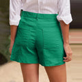 Cotton Linen Solid Shorts For Women Button High Waist Summer Loose Casual Pockets Shorts Female Pants Women Clothing
